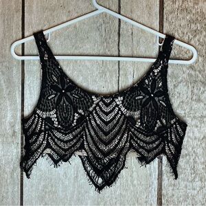 Party bralette top, black lace, size small